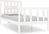 vidaXL - Bedframe - massief - hout - wit - 90x190 - cm