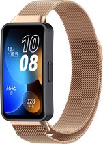 Milanees Smartwatch bandje - Geschikt voor Huawei Band 8 / Huawei Band 9 Milanese band - rosé goud - Strap-it Horlogeband / Polsband / Armband
