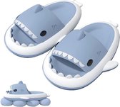 Geweo Shark Slippers - Haai Slides - Haaien Badslippers - EVA -Blauw en Wit - Maat 3940
