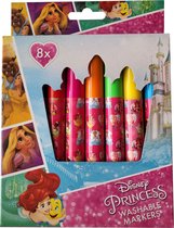 Disney Princess - washable markers - uitwasbare stiften - 8 stuks - roze - Aurora - Belle - Assepoester - Kleine zeemeermin - Tiana - Prinsessen - Kleuren - Knutselen - Kado - Cadeau - verjaardag