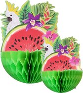 Cool 2 Party - Honeycomb - Decoratie - 2 stuks - Meloen - Kaketoe - bloemen - versiering - party - feest - verjaardag - incl. paperclips