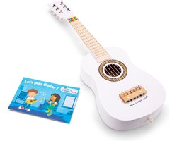 foto van New Classic Toys Speelgoedinstrument - Houten speelgoedgitaar met draagriem - Inclusief muziekboekje