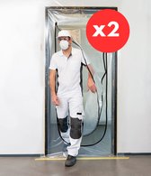 Jokenz® 2x Porte anti-poussière avec fermeture éclair 220x110 - Film de protection - Fermeture éclair à 2 côtés - Feuille de construction - Rénovation de la porte anti-poussière