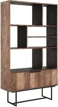 DTP Home Bookcase Odeon No.2, 2 doors, 7 open racks,210x120x40 cm, recycled teakwood