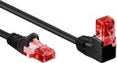 CAT 6 patchkabel 1x 90° haaks, U/UTP zwart 3 M - Netwerkkabel - Computerkabel - Kabel