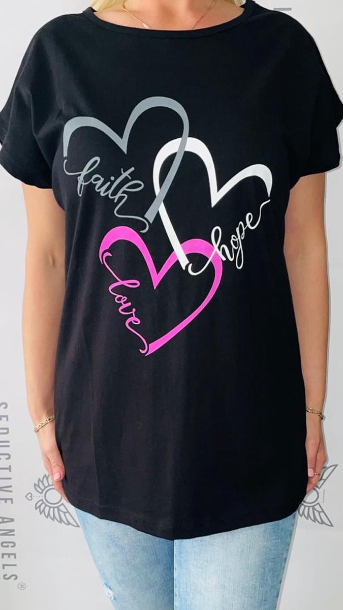 T-shirt Love&Hope Zwart 2XL
