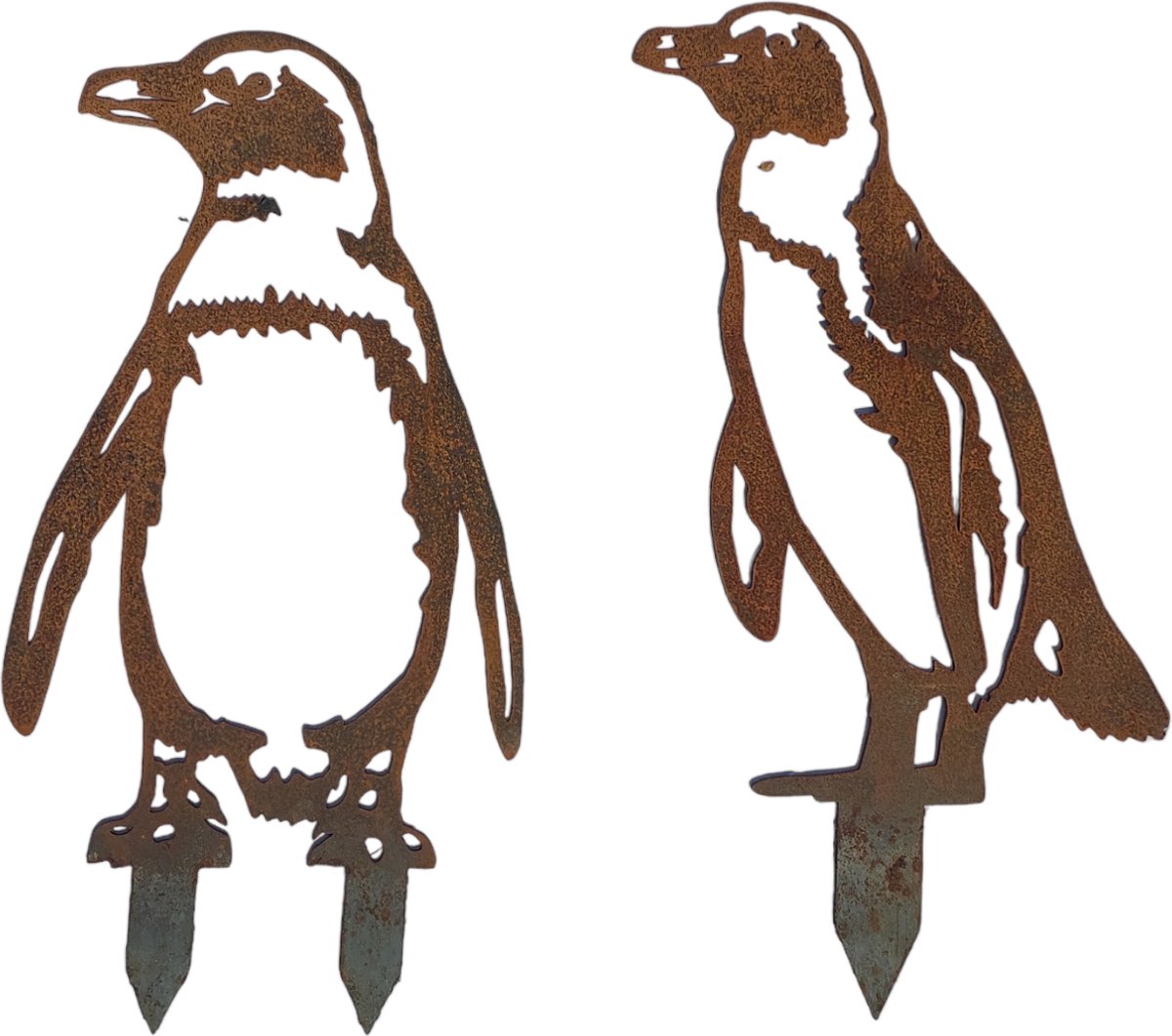 Pinguin - Pinguins - set van 2 - Tuinbeeld -Cortenstaal - NL Fabrikaat