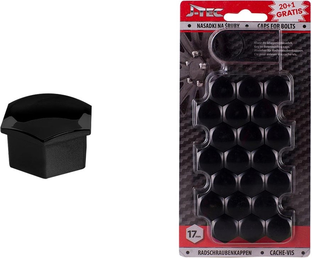 J-TEC Wielbout Wielmoer 17mm Doppen Beschermende Afdekkapjes Zwart 20 stuks (set)