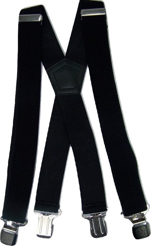 Bretelles noires avec quatre clips en acier larges et solides