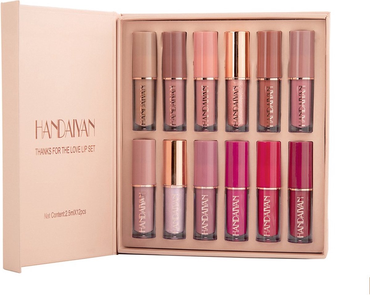 Vloeibare Lippenstift Set van 12 - Langhoudende Waterproof Lipsticks - Intense Kleuren lippenstift - Handaiyan