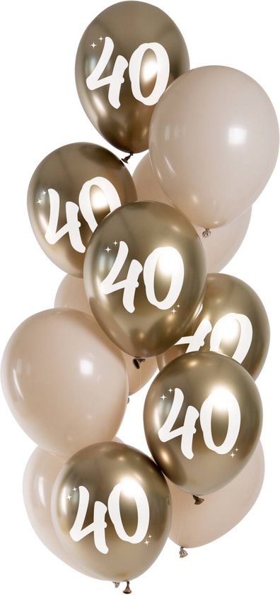 Folat - Golden Latte 40 jaar ballonnen (12 stuks)