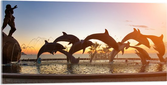 Acrylglas - Monument to the Continuity of Life van Springende Dolfijnen in Mexico - 100x50 cm Foto op Acrylglas (Wanddecoratie op Acrylaat)