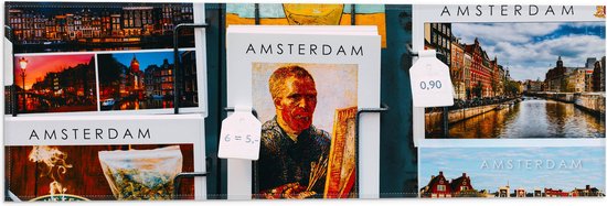 Vlag - Amsterdamse Ansichtkaarten in het Rek - 60x20 cm Foto op Polyester Vlag