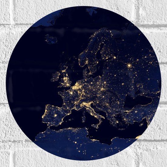 Muursticker Cirkel - Kaart van Europa - 30x30 cm Foto op Muursticker