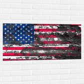 Muursticker - Modder op Amerikaanse Vlag - 100x50 cm Foto op Muursticker