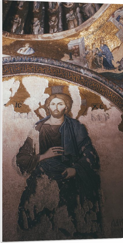 PVC Schuimplaat- Religieuze Muurschilderingen in een Kerk - 50x100 cm Foto op PVC Schuimplaat