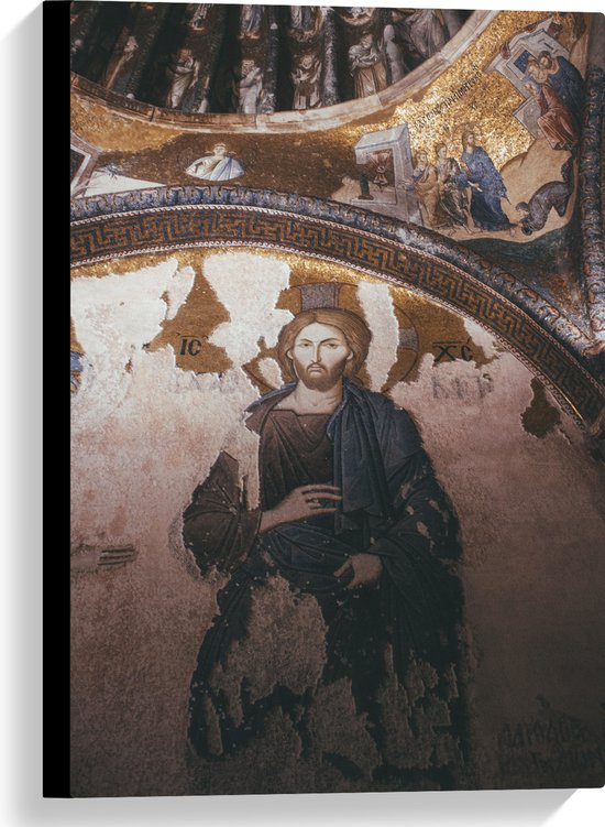 Canvas - Religieuze Muurschilderingen in een Kerk - 40x60 cm Foto op Canvas Schilderij (Wanddecoratie op Canvas)