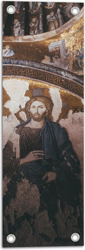 Tuinposter – Religieuze Muurschilderingen in een Kerk - 20x60 cm Foto op Tuinposter (wanddecoratie voor buiten en binnen)