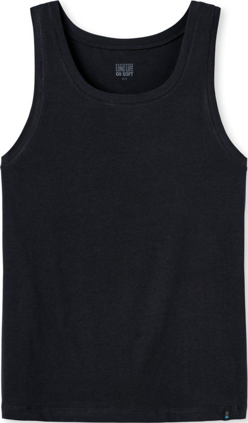 SCHIESSER Long Life Soft singlet (1-pack) - heren shirt mouwloos blauwzwart - Maat: XL