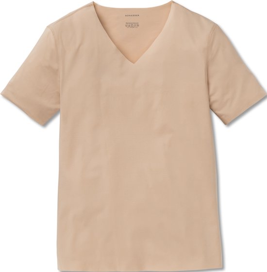 SCHIESSER Laser Cut T-shirt (1-pack) - heren shirt korte mouwen claykleurig - Maat: