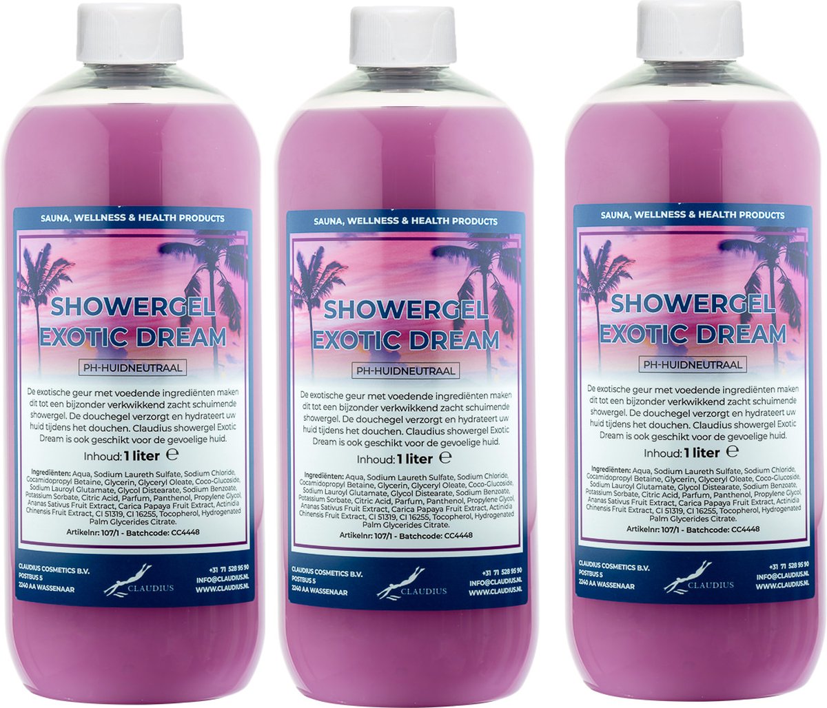Goedkoopste Claudius Douchegel Exotic Dream 1 liter - set van 3 stuks - Showergel
