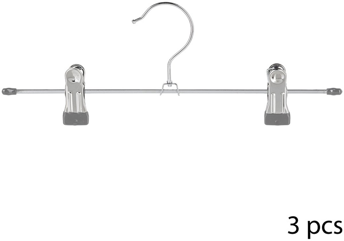 5five Metalen clip hanger set - 3 stuks, grijs, 30 x 11 cm