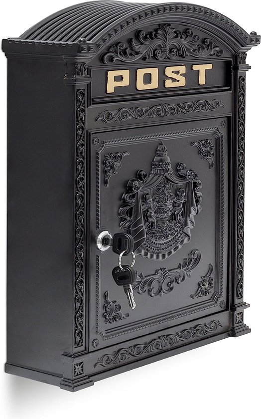 Relaxdays letterbox antique, English wall mailbox, wide throw-in, HBD: 44.5x31x9.5cm, nostalgic mailbox, white Relaxdays letterbox antique, English wall mailbox, wide throw-in, HBD: 44.5x31x9.5cm, nostalgic mailbox, white