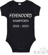 100% katoenen Romper "FEYENOORD kampioen 2022-2023" Unisex Katoen Zwart/wit Maat 62/68
