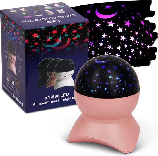 Projecteur d'étoiles - Ciel étoilé - Projecteur d'étoiles - Galaxie - Star - Avec haut-parleur Bluetooth - 12 couleurs