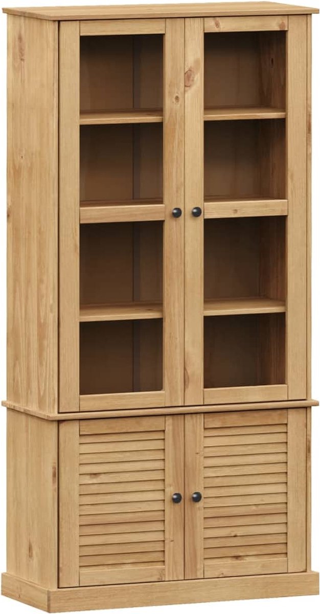 vidaXL Vitrinekast - VIGO - 85x35x170 - cm - massief - grenenhout Bruin