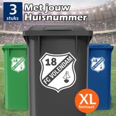 Volendam Container Stickers XL - Voordeelset 3 stuks - Huisnummer - Voetbal Sticker voor Afvalcontainer / Kliko - Klikosticker