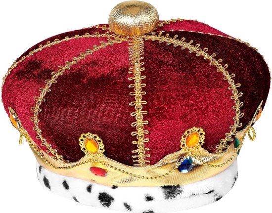 Widmann - Koning Prins & Adel Kostuum - Koninklijke Kroon Met Edelstenen - Rood - Carnavalskleding - Verkleedkleding