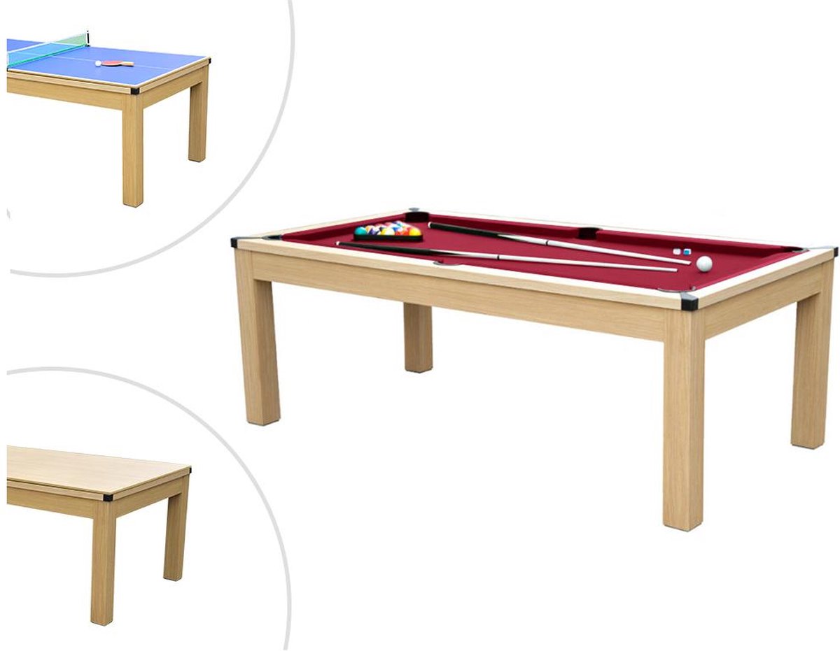 Modulaire tafel - Biljart en pingpong BALTHAZAR - 213 x 112 x 81,5 cm -  Rood L 213.4... | bol.com