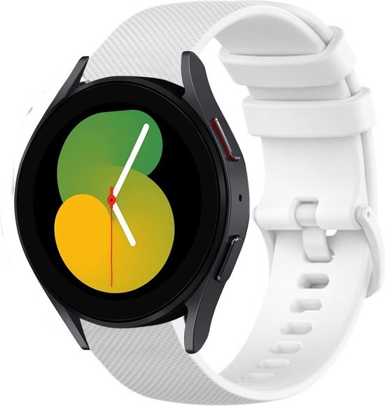 Strap-it Samsung Galaxy Watch 5 - Bracelet silicone luxe 40mm (blanc) - Bracelet silicone Galaxy Watch 5 40 mm - Incl. protection d'écran protecteur d'écran - Protecteur d'étui de protection d'étui - Étui rigide transparent à couverture complète
