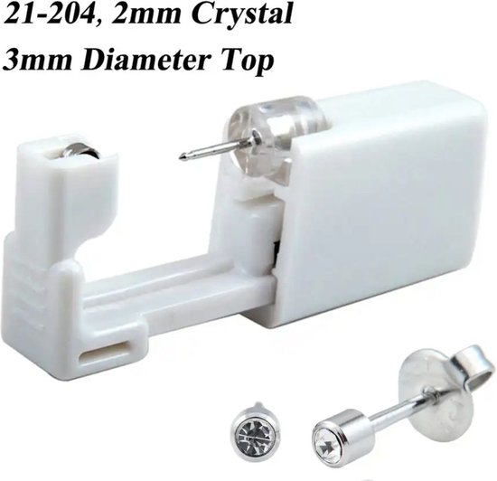 Oorpiercing met prong set ronde heldere kristal - Zwart - 6 mm - 2 mm