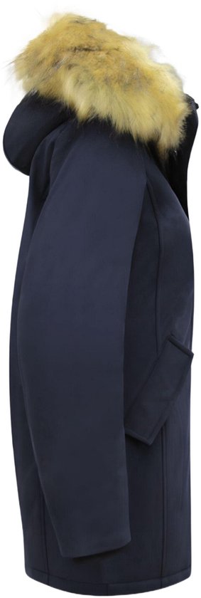 MATOGLA Manteau d'hiver pour femme avec col en imitation fourrure - Coupe slim - Blauw