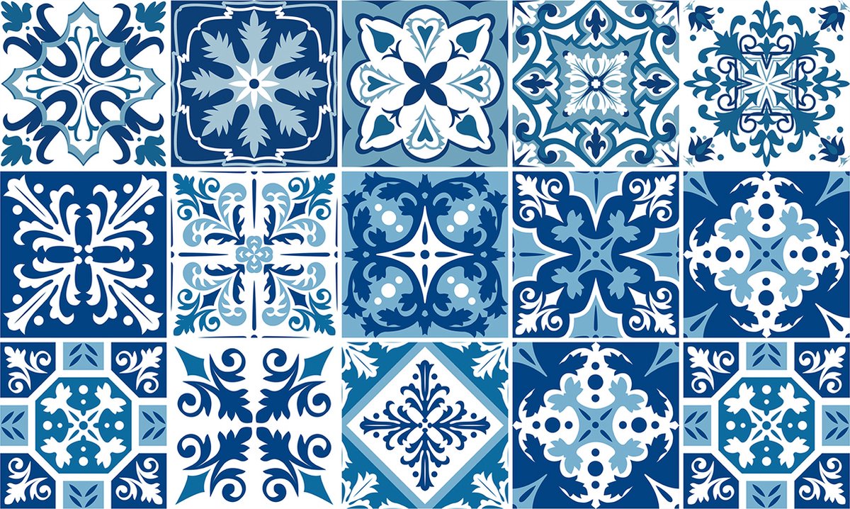 Plaktegels - Zelfklevende Tegels - 15x15 cm - Ulticool - Holland Blauw Wit - Decoratie Sticker Tegels - 15 stuks Plakfolie Tegelstickers - Sticktiles - Badkamer - Keuken