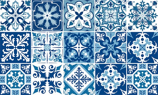 Ulticool Decoratie Sticker Tegels - Holland Blauw Wit Decoratie - 15x15 cm - 15 stuks Plakfolie Tegelstickers - Plaktegels Zelfklevend - Sticktiles - Badkamer - Keuken