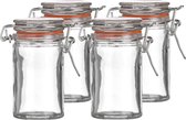 Urban Living Pot de stockage/pot à épices - 4x - mini - 70 ml - verre - avec fermeture à clip