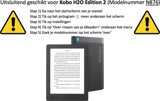 Hoesje geschikt voor Kobo Aura H2O Edition 2 - Extreme Shock Case - Sleepcover - Hoesje geschikt voor Kobo Aura H2O Edition 2 Flip Cover Zwart van Extreme Shock Case — afbeelding 5