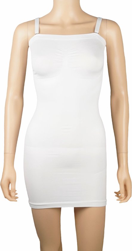 J&C Dames sterk corrigerende jurk met verstelbare bandjes Wit - maat L/XL