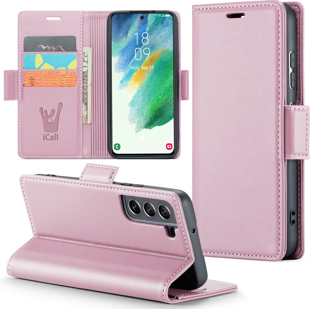 Hoesje geschikt voor Samsung Galaxy S21 FE - HyperCase Book Cover Kunstleer Rose
