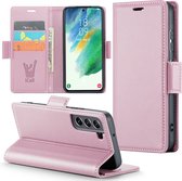 Samsung Galaxy S21 FE Hoesje - HyperCase Book Cover Leer Rose