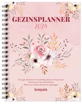 Brepols Agenda 2024 • Gezinsagenda NL • Handig weekoverzicht • wire-o • 16,8 x 22 cm • Roze