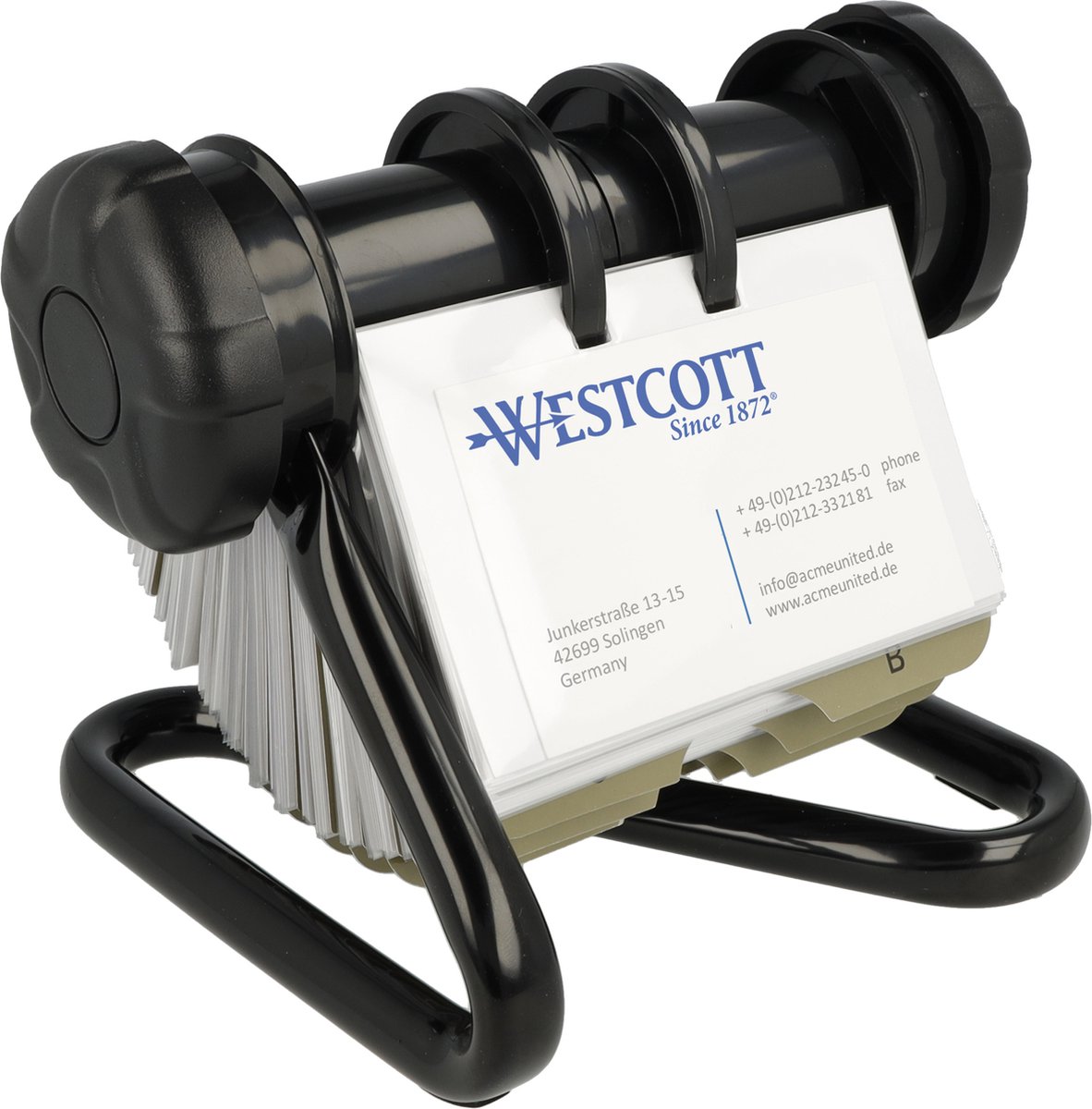Westcott kaartenmolen - zwart - roterend - 16x14x13cm - met 200 hoezen - AC-E744539 - Westcott
