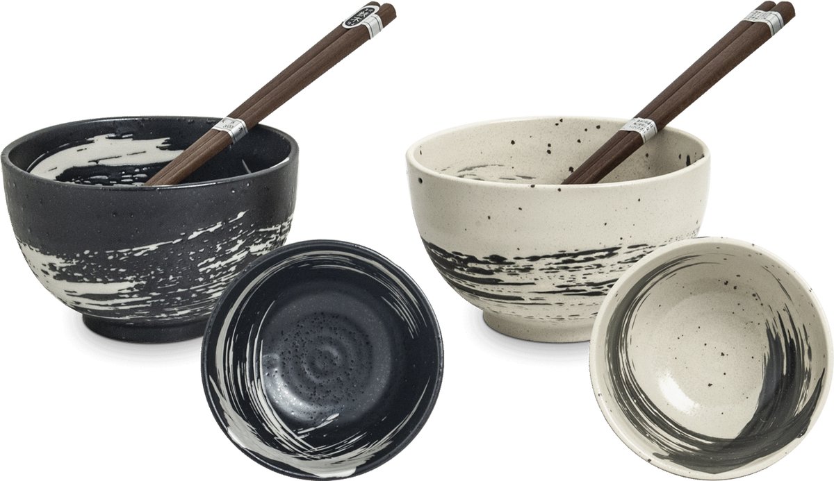 EDO JAPAN - ZWARTWIT EETSET (O/13CM|H8CM)
