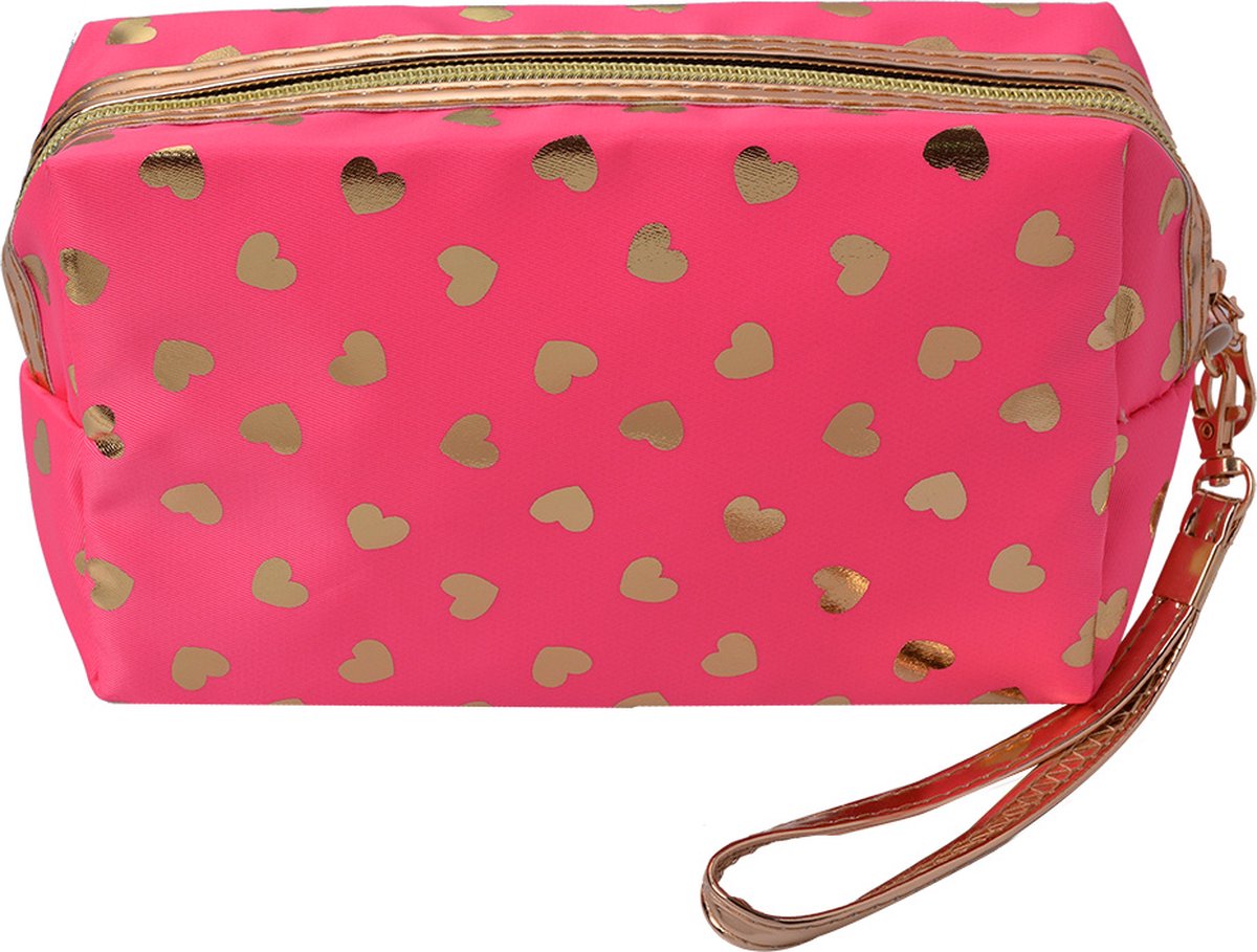 Juleeze Toilettas Dames 18x10 cm Roze Polyurethaan Hartjes