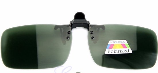 Clip On Voorzet Zonnebril - Rechthoek Model - Donkergroen - Maak van je gewone bril een zonnebril