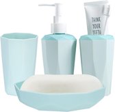 Set de salle de bain, 4 pièces ensemble de salle de bain élégant porte-savon porte-savon brosse à dents tasse distributeur de savon pour la famille, la maison, Hotel (vert scandinave)