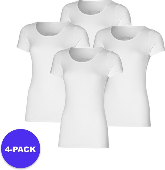 Apollo (Sports) - Bamboe T-Shirt Dames - Wit - Maat M - 4-Pack - Voordeelpakket